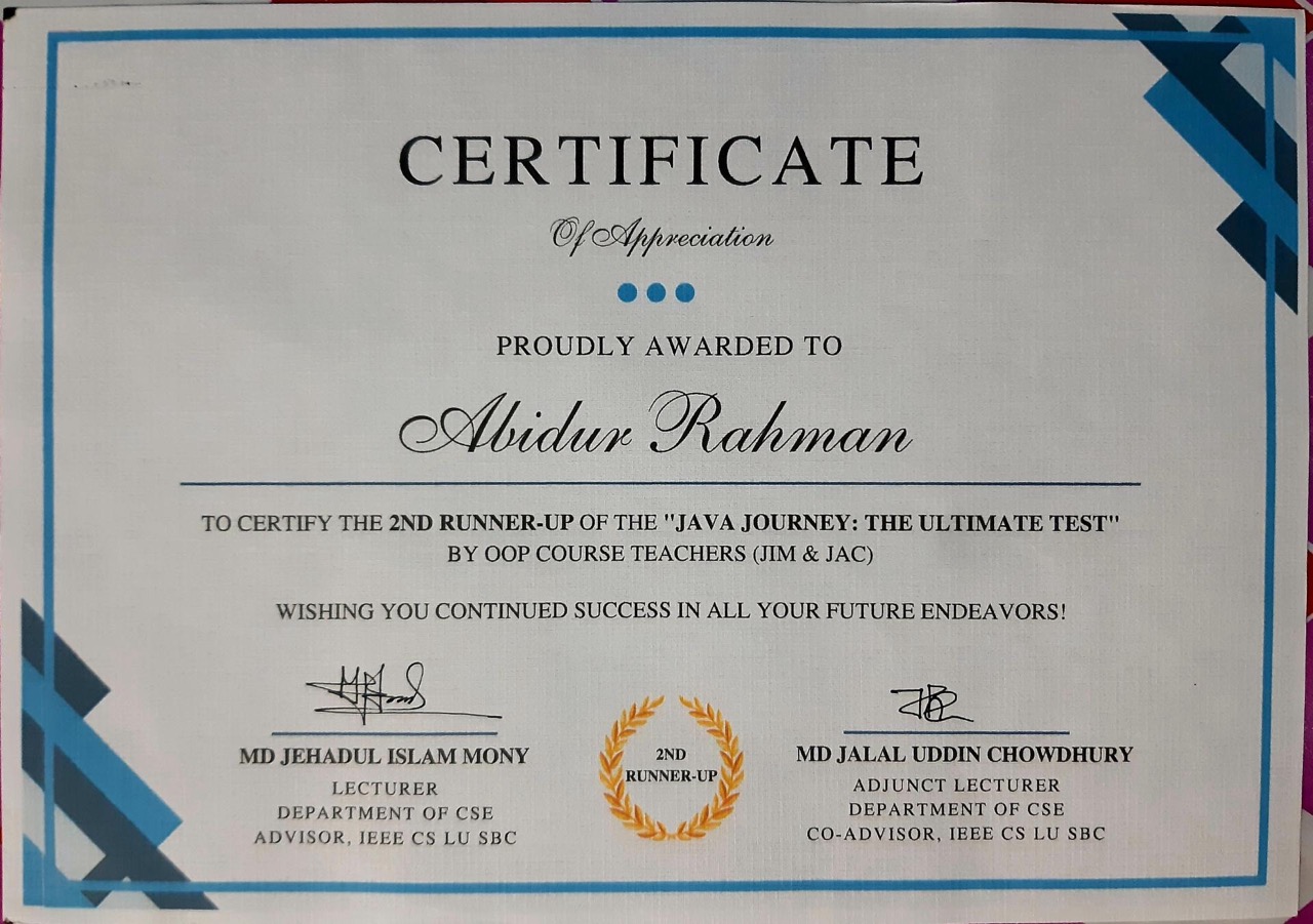 Java Journey Certificate